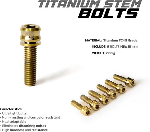 Bike Titanium Stem Bolts, Set of Bolts for Mountain Bike, Road Bike, DH and Gravel | Ultra Lightweight and Corrosion Resistant in Saudi Arabia