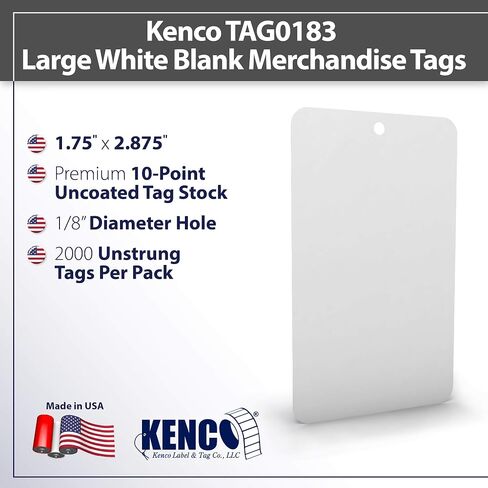 Large (1.75" X 2.875") White Blank Merchandise Tag. Case of 2,000 Tags. in Saudi Arabia