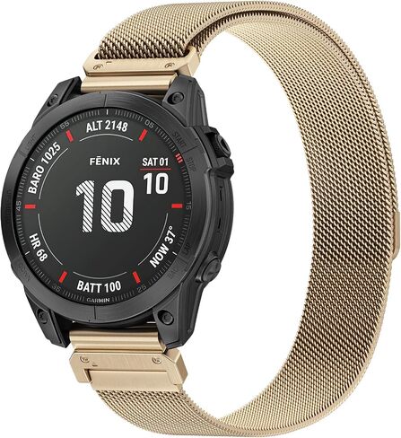 Meliya for Fenix ​​6 Band 22mm حزام ساعة معدني لـ Fenix ​​7/Fenix ​​6/Fenix ​​6 Pro/Fenix ​​5/Fenix ​​5 Plus/Forerunner 935/Forerunner 945/Instinct/Approach S60/S62/Quatix 6/Quatix 5/Epix in Saudi Arabia