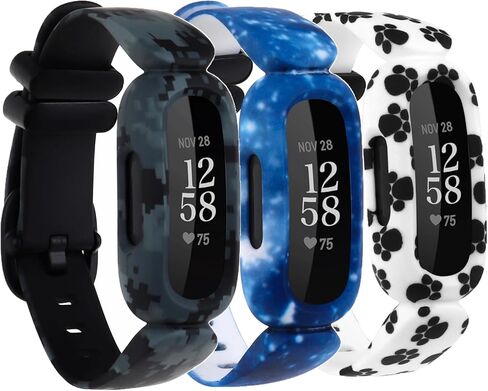 Compatible with Fitbit Ace 3 Bands for Kids, Soft Pattern Printed Floral Band Accessories Wristbands Replacement for Fitbit Ace 3 Boys Girls in Saudi Arabia