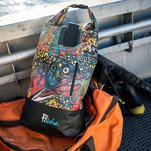 Fishe Wear Waterproof Dry Bag | Beach Backpack, Kayaking Equipment, Boating Must Haves | Camping, Kayak, Canoe Bags (Brookie) in Kuwait