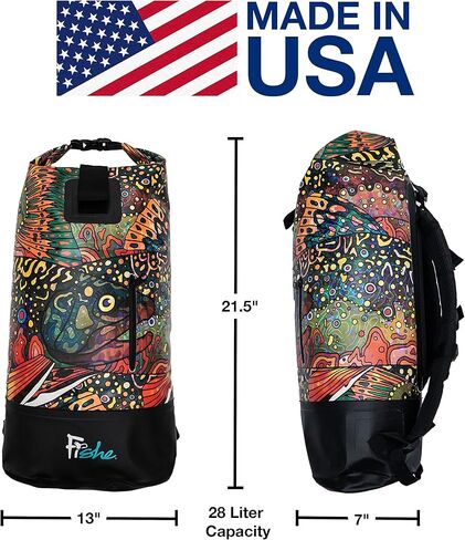 Fishe Wear Waterproof Dry Bag | Beach Backpack, Kayaking Equipment, Boating Must Haves | Camping, Kayak, Canoe Bags (Brookie) in Kuwait