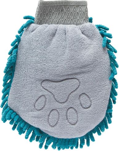 Messy Mutts Microfiber Grooming Mitt | Chenille Microfiber Dog Shammy Mitt | Machine Washable Paw Cleaner | Blue in Kuwait