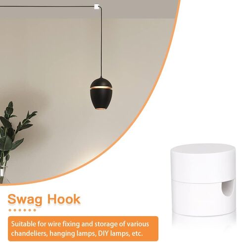 6 Pack Swag Hook for Ceiling Hanging Light, Ceiling Hooks for Hanging Lights, White Pendant Light Hanging Hook, DIY Lamp Hanging Electric Wire Cable Cord Chandelier Fixture Hardware Wall Hook in Saudi Arabia