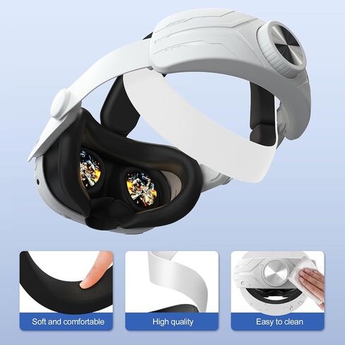 Vakdon Head Strap Compatible with Meta Quest 3, Adjustable Lightweight Elite Strap Accessories Replacement for Oculus Quest 3 Pressure-Free Headband with Soft Cushion for Longer immersion in VR(White) in Saudi Arabia