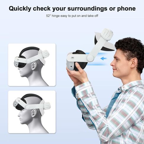 Vakdon Head Strap Compatible with Meta Quest 3, Adjustable Lightweight Elite Strap Accessories Replacement for Oculus Quest 3 Pressure-Free Headband with Soft Cushion for Longer immersion in VR(White) in Saudi Arabia