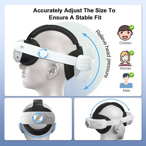 Vakdon Head Strap Compatible with Meta Quest 3, Adjustable Lightweight Elite Strap Accessories Replacement for Oculus Quest 3 Pressure-Free Headband with Soft Cushion for Longer immersion in VR(White) in Saudi Arabia