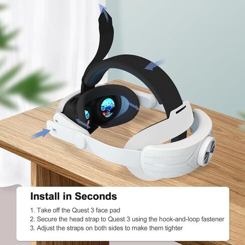 Vakdon Head Strap Compatible with Meta Quest 3, Adjustable Lightweight Elite Strap Accessories Replacement for Oculus Quest 3 Pressure-Free Headband with Soft Cushion for Longer immersion in VR(White) in Saudi Arabia