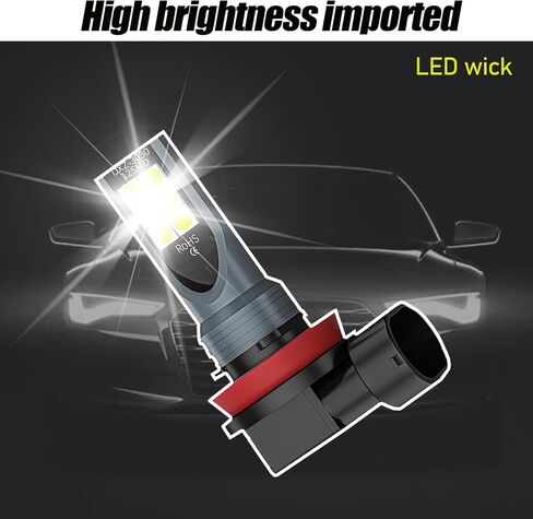 2 PCS H8/H11 Car LED Fog Light Bulb, 3030 12SMD 1500LM 6000K-7000K Super Bright High Temperature Resistant Waterproof Turn Signal, Lighting Accessories, Suitable for Most Car Models (White) in Saudi Arabia