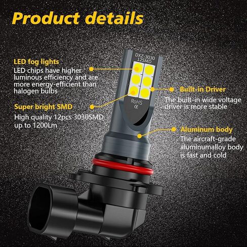2 قطعة H8/H11 لمبة إضاءة الضباب LED للسيارة، 3030 12SMD 1500LM 6000K-7000K فائقة السطوع ومقاومة لدرجات الحرارة العالية وإشارة الانعطاف المقاومة للماء، ملحقات الإضاءة، مناسبة لمعظم موديلات السيارات (أبيض) in Saudi Arabia