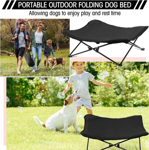 2 Pack Portable Dog Elevated Bed 35 x 35 x 10 Inch Folding Raised Pet Cot with Storage Bags and Washable Padded Cushion for Small Medium Dog Camping Travel Home Outdoor Indoor in Saudi Arabia