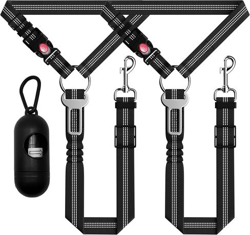 Dog Car Seat Belt for Car, 3 Piece Set Retractable Dog Car Harness Adjustable Reflective Dog Seatbelt for Vehicle Headrests, Dog Safety Restraint Seatbelt Heavy Duty& High Elastics, Black in Saudi Arabia