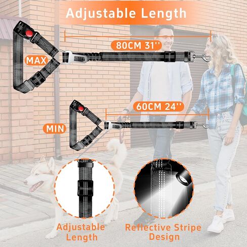 Dog Car Seat Belt for Car, 3 Piece Set Retractable Dog Car Harness Adjustable Reflective Dog Seatbelt for Vehicle Headrests, Dog Safety Restraint Seatbelt Heavy Duty& High Elastics, Black in Saudi Arabia