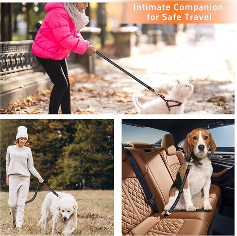 Dog Car Seat Belt for Car, 3 Piece Set Retractable Dog Car Harness Adjustable Reflective Dog Seatbelt for Vehicle Headrests, Dog Safety Restraint Seatbelt Heavy Duty& High Elastics, Black in Saudi Arabia