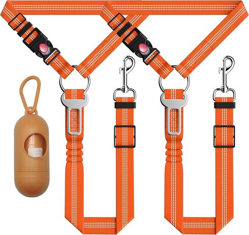 Dog Car Seat Belt for Car, 3 Piece Set Retractable Dog Car Harness Adjustable Reflective Dog Seatbelt for Vehicle Headrests, Dog Safety Restraint Seatbelt Heavy Duty& High Elastics, Black in Saudi Arabia