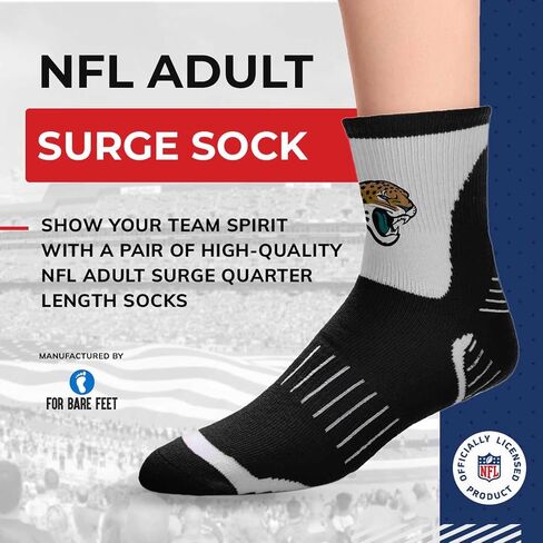 من أجل جوارب Bare Feet NFL Performance ربع الطول - مزيج من البوليستر - للرجال والنساء - أربطة ضغط - جوارب عالية الأداء (Jacksonville Jaguars - أسود، متوسط ​​للبالغين) in Saudi Arabia