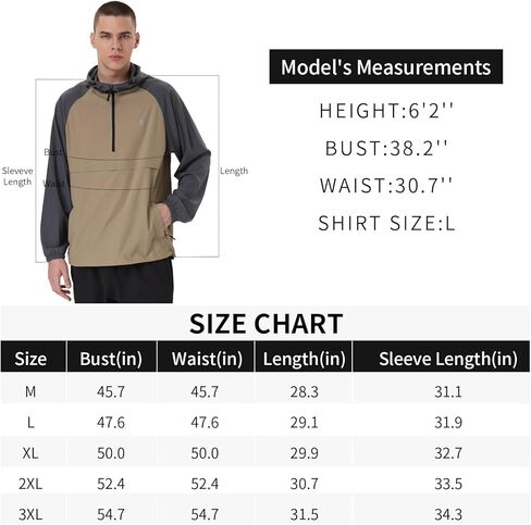سترة صيفية للرجال خفيفة الوزن للحماية من الشمس سترة واقية من الرياح لصيد الأسماك بعامل حماية من الشمس SPF 50+ 1/2 سحاب in Kuwait