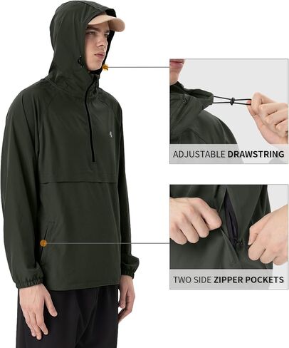 سترة صيفية للرجال خفيفة الوزن للحماية من الشمس سترة واقية من الرياح لصيد الأسماك بعامل حماية من الشمس SPF 50+ 1/2 سحاب in Kuwait