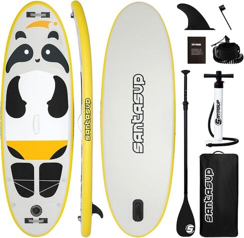 Kids Inflatable Paddle Board, 8ft Panda with Paddle Board Accessories for Children, Stand Up Paddle Board Durable, Stable Design, Wide Non-Slip Deck, Hand Pump for Youth & Kids in Saudi Arabia
