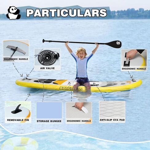 Kids Inflatable Paddle Board, 8ft Panda with Paddle Board Accessories for Children, Stand Up Paddle Board Durable, Stable Design, Wide Non-Slip Deck, Hand Pump for Youth & Kids in Saudi Arabia