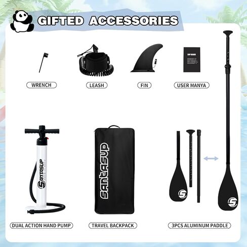 Kids Inflatable Paddle Board, 8ft Panda with Paddle Board Accessories for Children, Stand Up Paddle Board Durable, Stable Design, Wide Non-Slip Deck, Hand Pump for Youth & Kids in Saudi Arabia