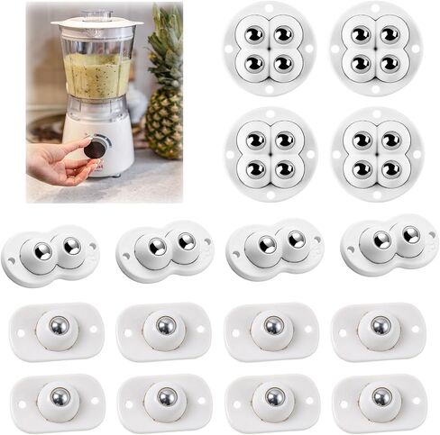 16pcs Mini Casters Wheels, 360 Degree Rotation Swivel Wheels, Roller Steel Ball Transfer Bearings, Universal Casters Sticky Pully for Small Furniture and Kitchen Appliances in Saudi Arabia