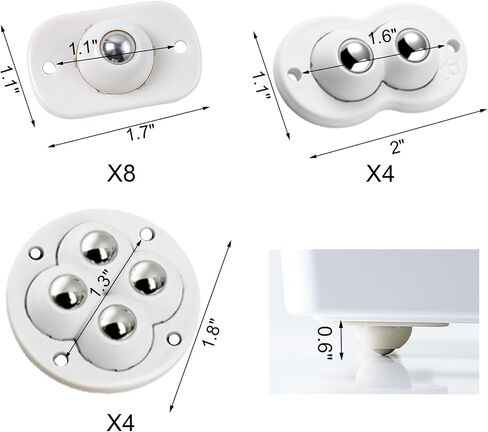 16pcs Mini Casters Wheels, 360 Degree Rotation Swivel Wheels, Roller Steel Ball Transfer Bearings, Universal Casters Sticky Pully for Small Furniture and Kitchen Appliances in Saudi Arabia