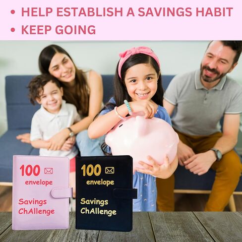 100 envelopes money saving challenge: money saving binder to Save $5,050, 10,000 and $500, savings challenges book with envelopes for cash envelope budget binder, A5, Pink in Saudi Arabia