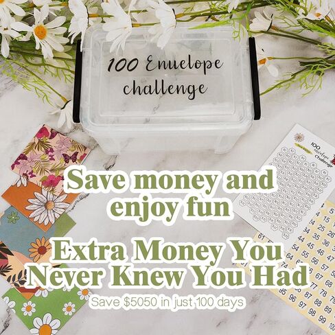 تحدي توفير المال في 100 ظرف، صندوق تحدي 100 ظرف، طريقة سهلة وممتعة لمجموعة تحديات ظرف 100 يوم، مظاريف حشو النقود لمخطط الميزانية وتوفير المال in Kuwait