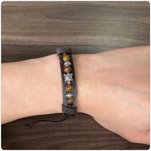 PEAS Punk Jewelry Turtle Bracelet Turquoise Tiger Eye Stone Pu Leather Drawstring Rope Bracelet in Saudi Arabia