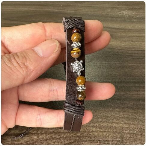 PEAS Punk Jewelry Turtle Bracelet Turquoise Tiger Eye Stone Pu Leather Drawstring Rope Bracelet in Saudi Arabia