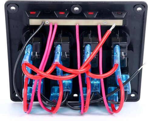 Amarine-made 4 Gang Red LED Indicators Rocker & Circuit Breaker Waterproof Marine Boat Rv Switch Panel - PN-CB4-R in Saudi Arabia