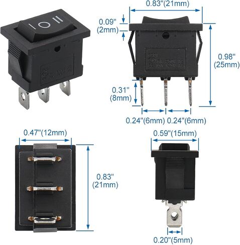 Baomain الروك التبديل AC 6A / 250V 10A / 125V 3 محطة SPDT ON / OFF / ON 3 موقف المفاجئة في القارب (5PCS) in Saudi Arabia
