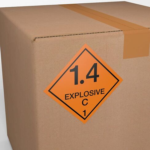 D.O.T. Labels - Hazard Class 1 DOT Explosives 1.4C Hazmat Labels 4" X 4" Square Sticklers - 500 Adhesive Labels Per Roll, Made in The USA by Kenco (1) in Saudi Arabia