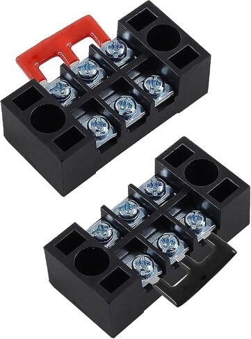 6 Sets Screw Terminal Strip 3 Position Double Row 600V 15A Waterproof Terminal Block with Black&Red Pre-Insulated Terminals Barrier Strip in Saudi Arabia