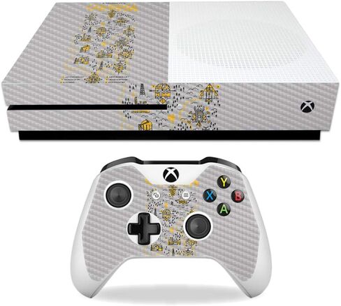 MightySkins Carbon Fiber Skin for Microsoft Xbox One S - Action Fish Puzzle | Protective, Durable Textured Carbon Fiber Finish | Easy to Apply, Remove, and Change Styles | Made in The USA in Kuwait