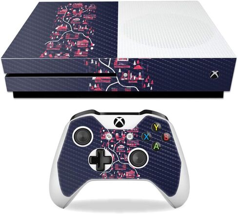 MightySkins Carbon Fiber Skin for Microsoft Xbox One S - Action Fish Puzzle | Protective, Durable Textured Carbon Fiber Finish | Easy to Apply, Remove, and Change Styles | Made in The USA in Kuwait