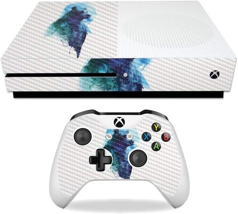 MightySkins Carbon Fiber Skin for Microsoft Xbox One S - Action Fish Puzzle | Protective, Durable Textured Carbon Fiber Finish | Easy to Apply, Remove, and Change Styles | Made in The USA in Kuwait