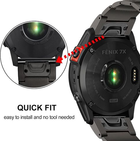 TRUMiRR Titanium Band for Fenix 7X / 6X Pro / 5X Plus, 26mm DLC Coating Watchband Quick Fit Strap for Garmin Tactix 7 Pro/Enduro 2 / Epix Pro 51mm in Saudi Arabia