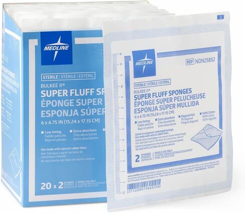 Medline Bulkee Sterile Diagonal Super Fluff Sponge, 6" x 6.75" (480 Packs) in Saudi Arabia