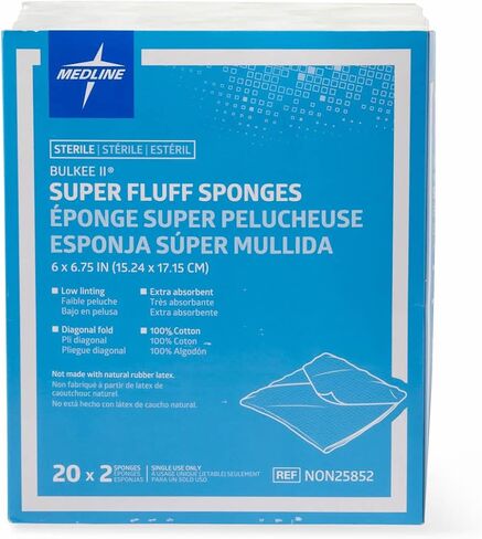 Medline Bulkee Sterile Diagonal Super Fluff Sponge, 6" x 6.75" (480 Packs) in Saudi Arabia