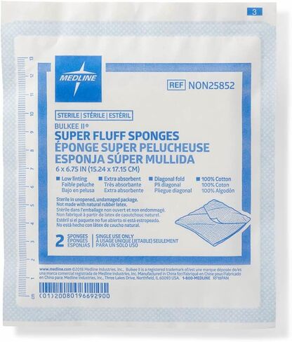 Medline Bulkee Sterile Diagonal Super Fluff Sponge, 6" x 6.75" (480 Packs) in Saudi Arabia