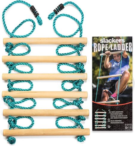 Slackers 8 ft Rope Ladder - Best Outdoor Ninja Warrior Training Equipment For Kids - A Great Addition To Your Backyard Ninjaline Obstacle Course - Rated Ages 5+ in Kuwait