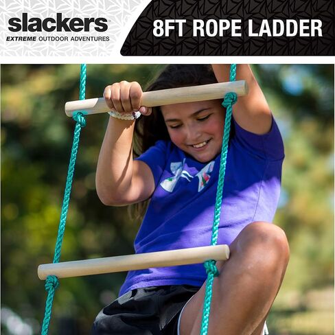 Slackers 8 ft Rope Ladder - Best Outdoor Ninja Warrior Training Equipment For Kids - A Great Addition To Your Backyard Ninjaline Obstacle Course - Rated Ages 5+ in Kuwait