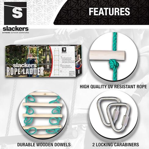 Slackers 8 ft Rope Ladder - Best Outdoor Ninja Warrior Training Equipment For Kids - A Great Addition To Your Backyard Ninjaline Obstacle Course - Rated Ages 5+ in Kuwait