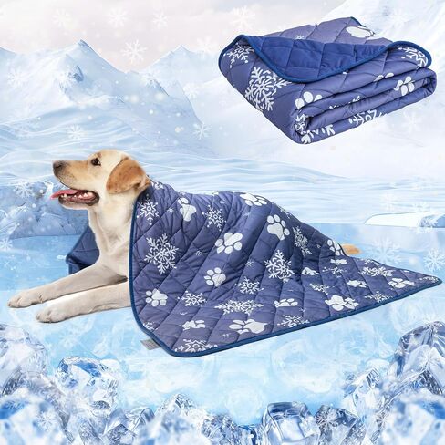 بطانيات تبريد رائعة للكلاب الكبيرة، بطانية تبريد للكلاب قابلة للغسل للطقس الحار، بطانية صيفية ناعمة ومتينة للحفاظ على البرودة، بساط للحيوانات الأليفة للقطط لمقعد السيارة على الأريكة، أزرق 60 × 40 in Kuwait