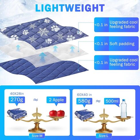 بطانيات تبريد رائعة للكلاب الكبيرة، بطانية تبريد للكلاب قابلة للغسل للطقس الحار، بطانية صيفية ناعمة ومتينة للحفاظ على البرودة، بساط للحيوانات الأليفة للقطط لمقعد السيارة على الأريكة، أزرق 60 × 40 in Kuwait