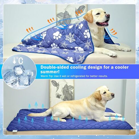 بطانيات تبريد رائعة للكلاب الكبيرة، بطانية تبريد للكلاب قابلة للغسل للطقس الحار، بطانية صيفية ناعمة ومتينة للحفاظ على البرودة، بساط للحيوانات الأليفة للقطط لمقعد السيارة على الأريكة، أزرق 60 × 40 in Kuwait