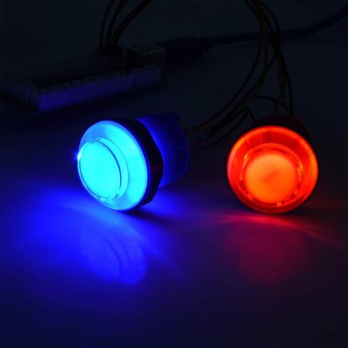 2 Player LED Arcade DIY Parts 2X USB Encoder + 2X Joystick + 20x LED Arcade Buttons for PC, MAME, Raspberry Pi, Windows (Red & Blue Kit) in Saudi Arabia