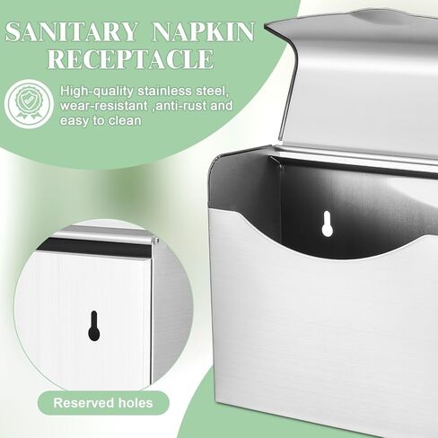 4 Pcs Sanitary Napkin Disposal Receptacle Stainless Steel Sanitary Napkin Receptacle Wall Mounted Tampon Disposal Bin Waste Tampon Holder Feminine Hygiene Disposal Container in Saudi Arabia